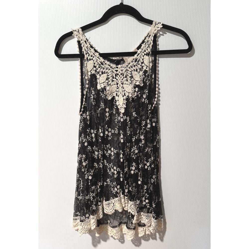 Altar'd State Sheer Lace Tank Top L Boho Coquette Festival Fairycore Floral